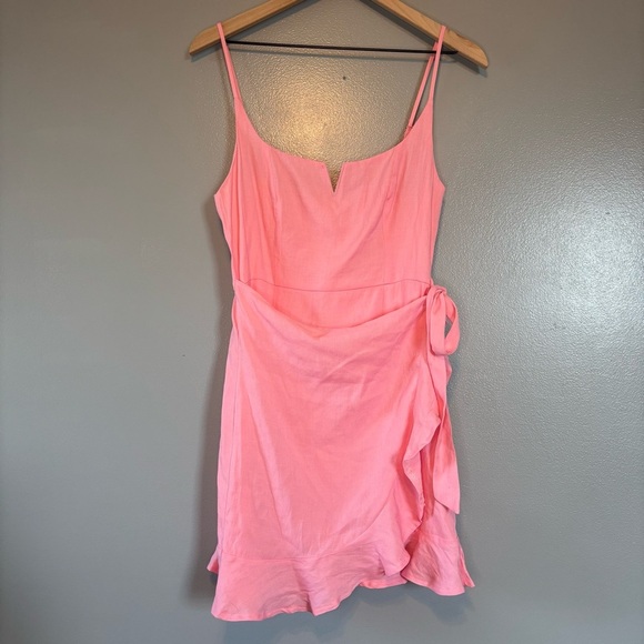 NWT Hello Molly Medium Song on the Minute Mini Wrap Dress Pink Ruffle - Picture 2 of 7